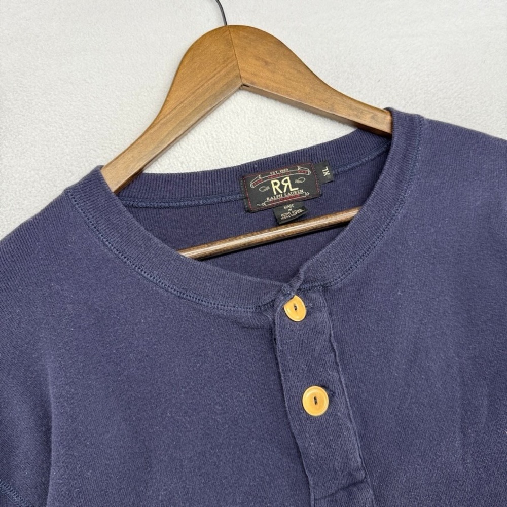 RRL Ralph Lauren Henley Shirt Mens XL Long Sleeve Thick Two Button Vintage